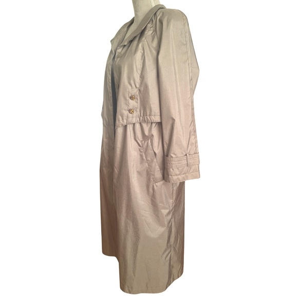 Fleet Street Petite Khaki Trench Coat Women’s 10P Water Resistant Overcoat Retro - Picture 4 of 10